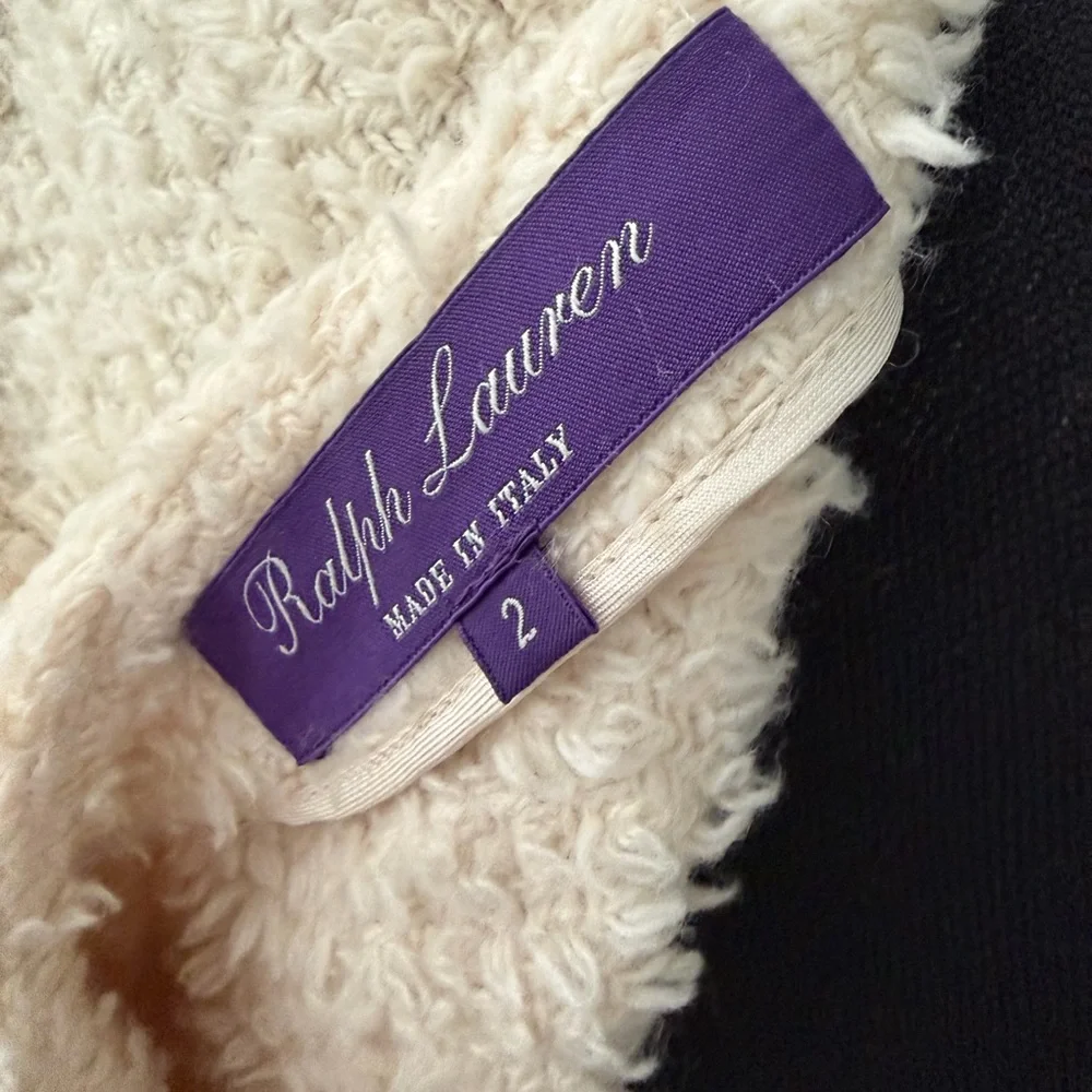 Purple Label Ralph Women's Cream Textured Open-Front Jacket made in Italy size 2